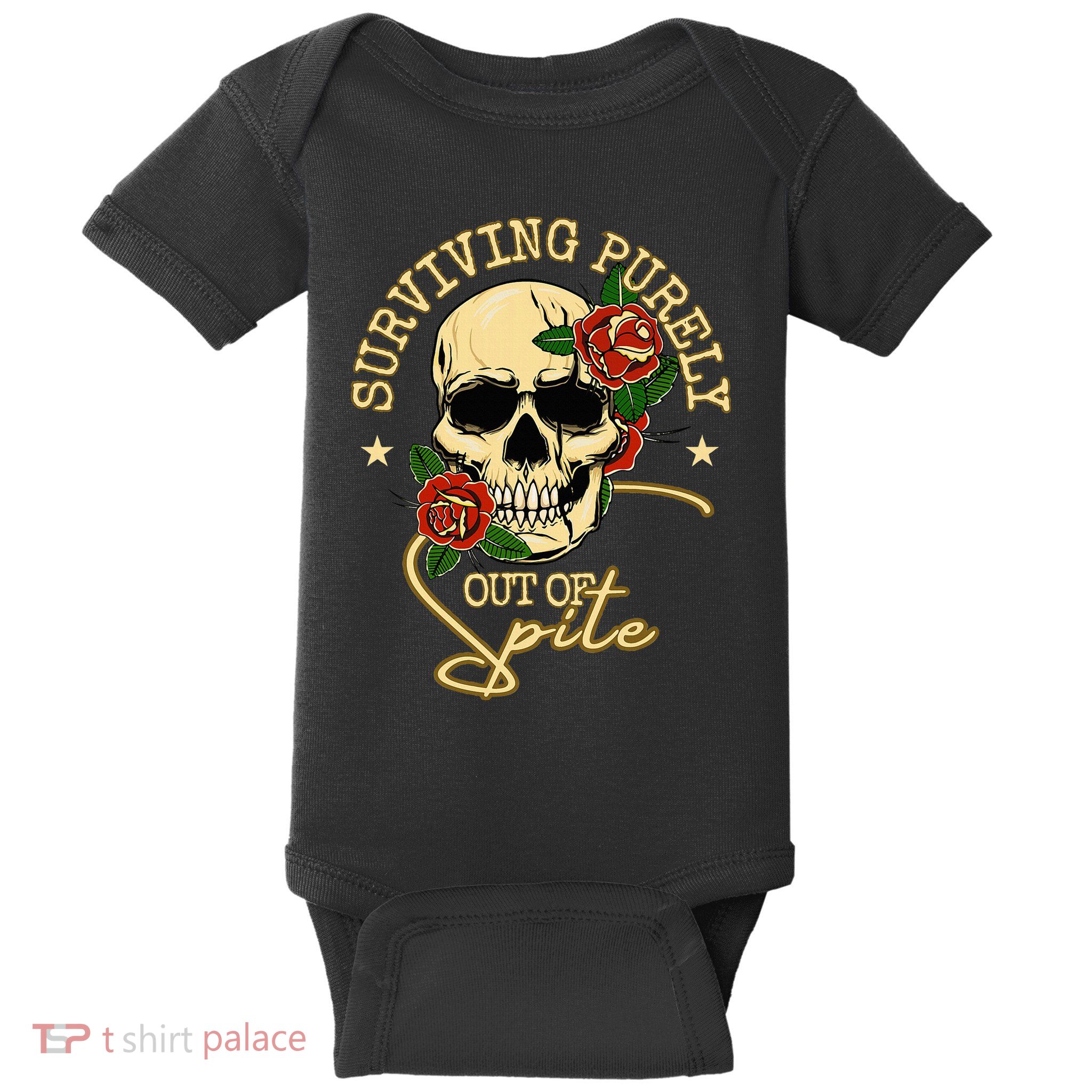 Surviving Purely Out Of Spite Humorous Funny Sarcastic Meme Baby Bodysuit