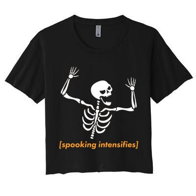 Spooking Intensifies Scary Skeleton Meme Crop Top