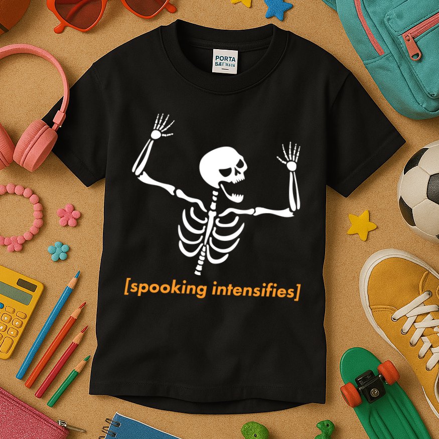 Spooking Intensifies Scary Skeleton Meme Kids T-Shirt
