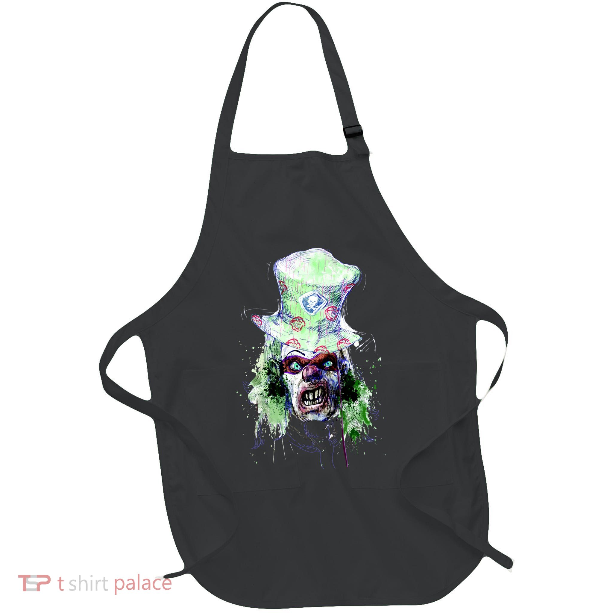 Spooky Clown Face Full-Length Apron With Pockets