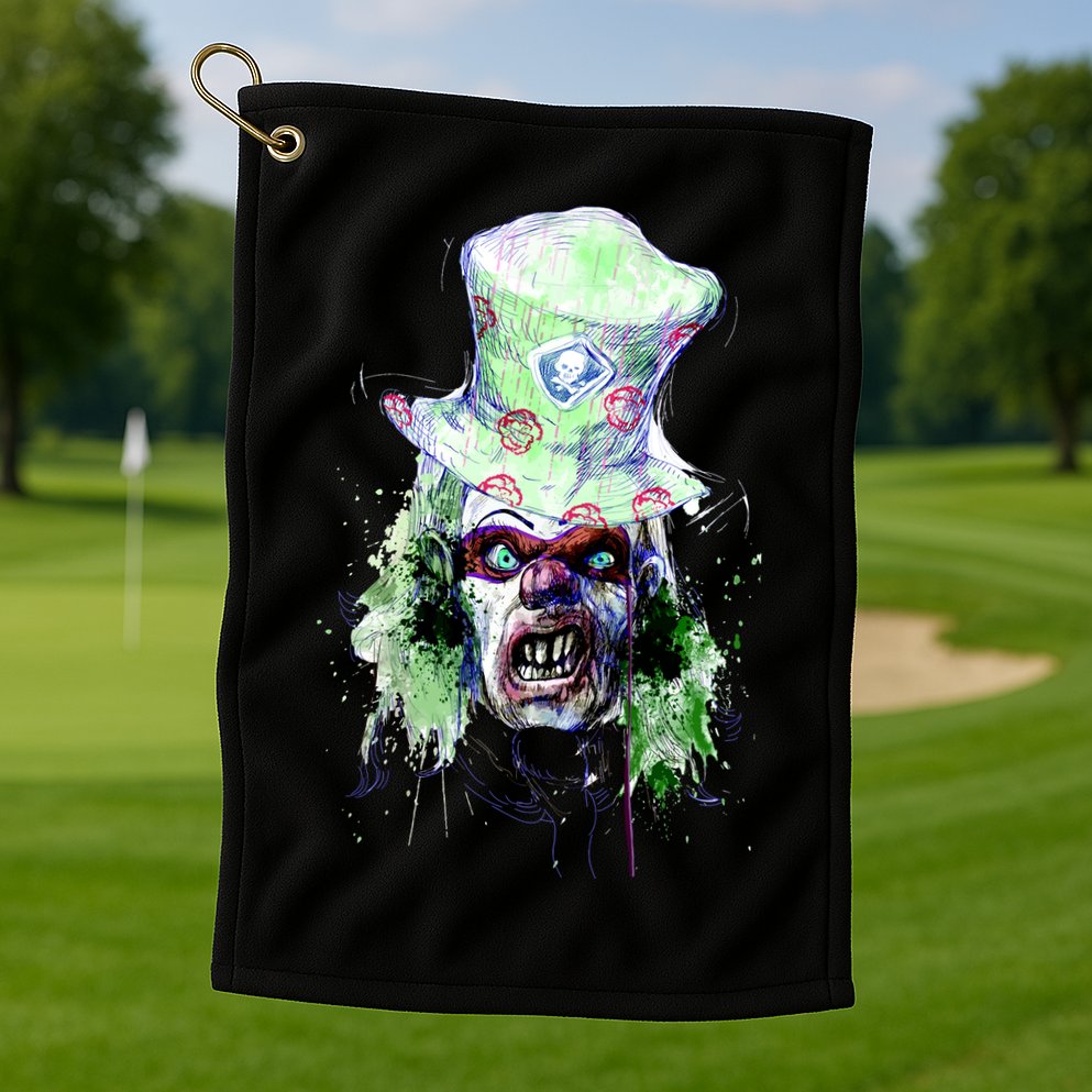 Spooky Clown Face Golf Towel