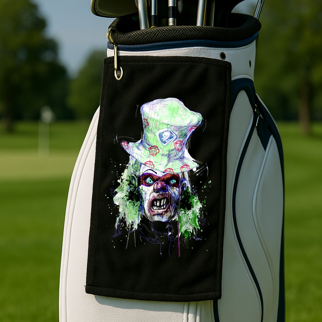 Spooky Clown Face Golf Towel
