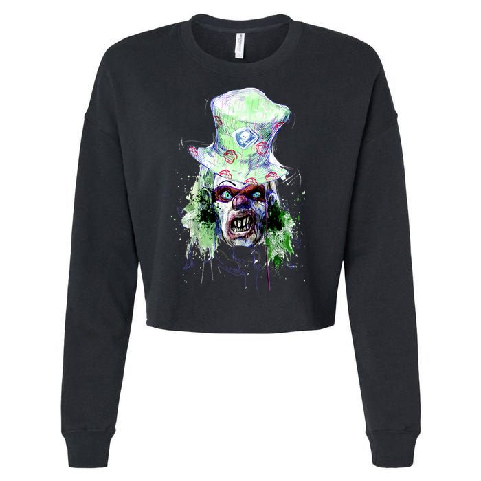 Spooky Clown Face Cropped Pullover Crew