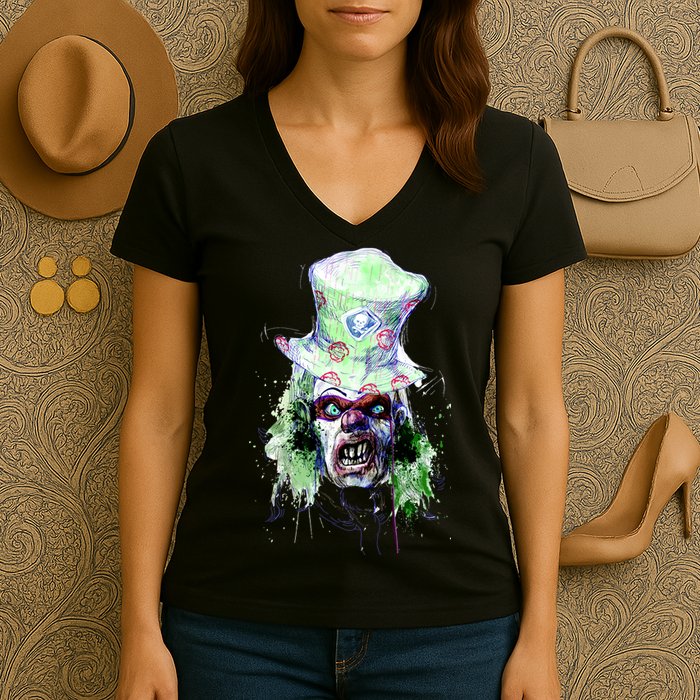 Spooky Clown Face Women's V-Neck T-Shirt