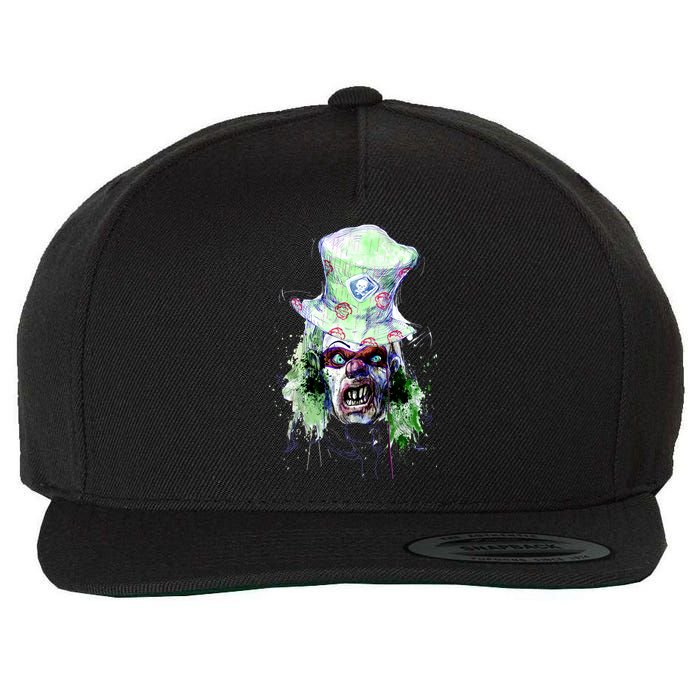 Spooky Clown Face Wool Snapback Cap