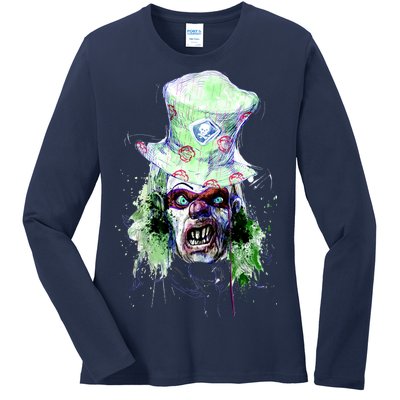 Spooky Clown Face Ladies Long Sleeve Shirt