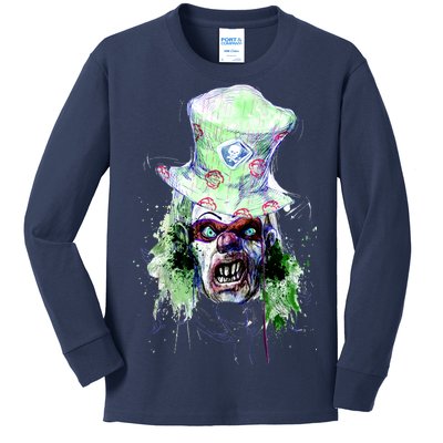 Spooky Clown Face Kids Long Sleeve Shirt