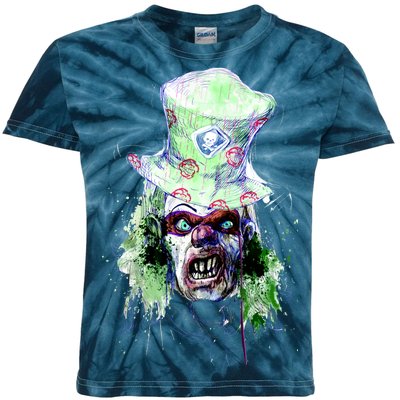 Spooky Clown Face Kids Tie-Dye T-Shirt