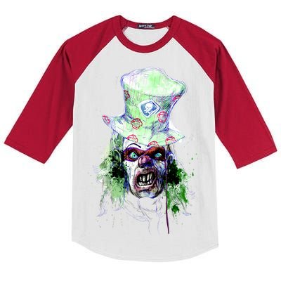 Spooky Clown Face Kids Colorblock Raglan Jersey