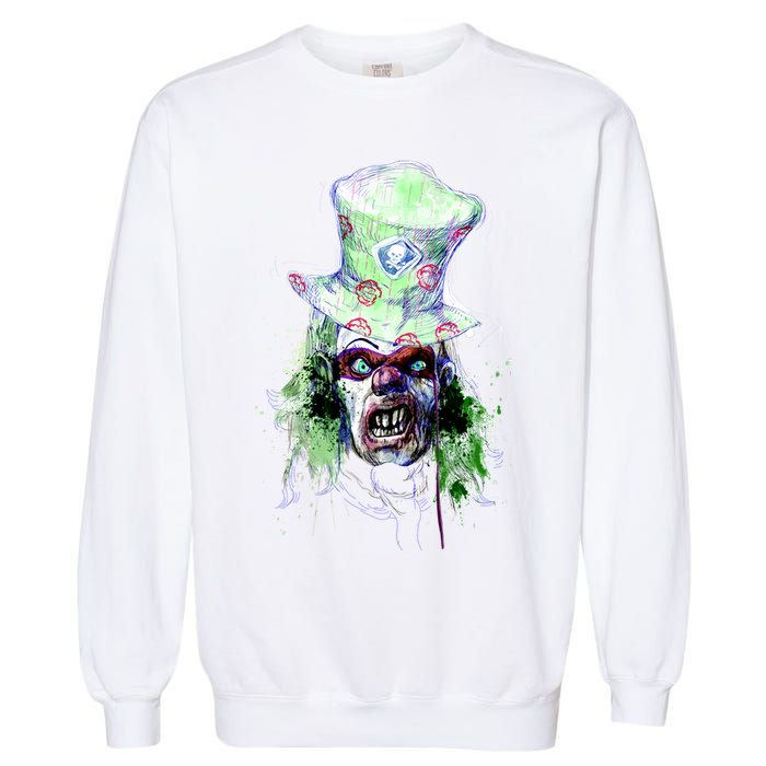 Spooky Clown Face Garment-Dyed Sweatshirt