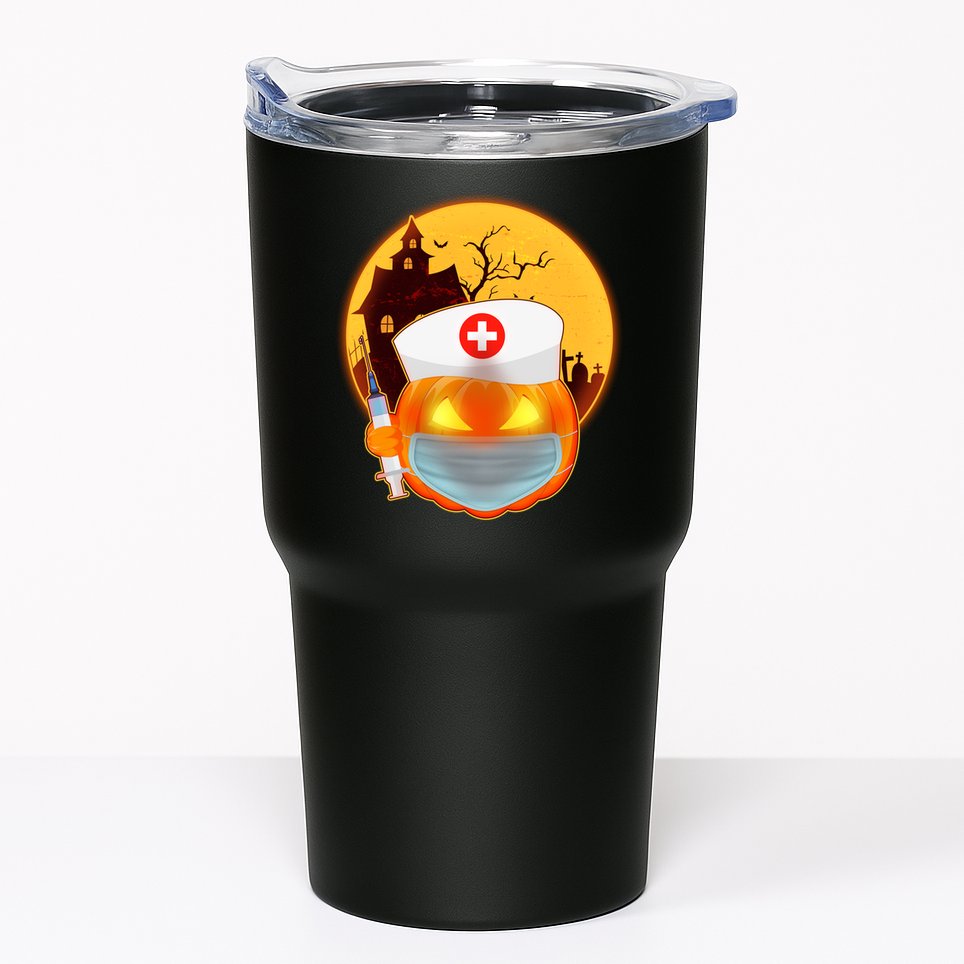 Spooky Halloween Nurse Pumpkin Tumbler