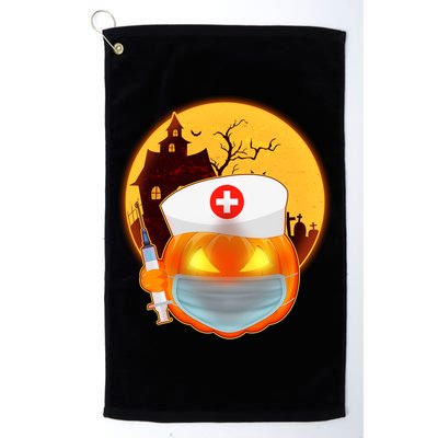 Spooky Halloween Nurse Pumpkin Golf Towel