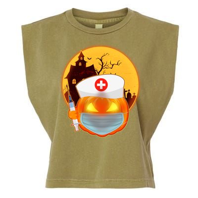 Spooky Halloween Nurse Pumpkin Garment-Dyed Women's Muscle Tee