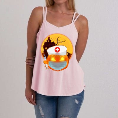 Spooky Halloween Nurse Pumpkin Women's Strappy Tank