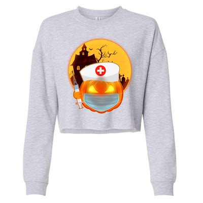 Spooky Halloween Nurse Pumpkin Cropped Pullover Crew