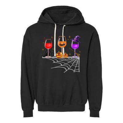 Spooky Wine Glasses Garment-Dyed Fleece Hoodie