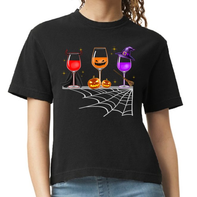Spooky Wine Glasses Comfort Colors Boxy T-Shirt