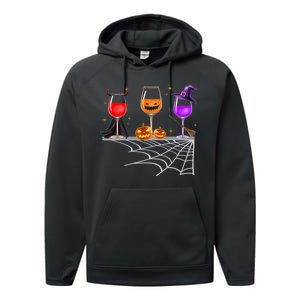 Spooky Wine Glasses Performance Fleece Hoodie