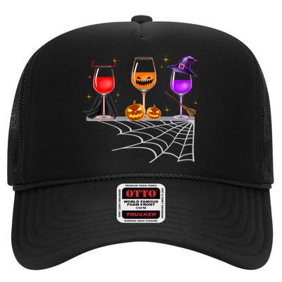 Spooky Wine Glasses High Crown Mesh Back Trucker Hat