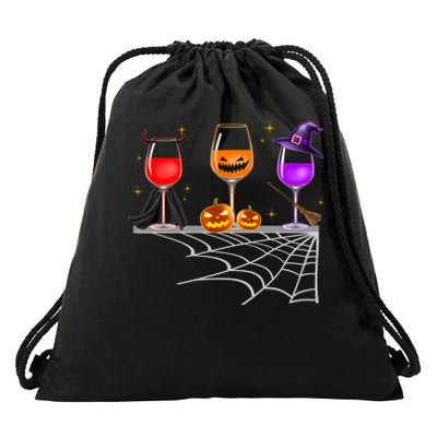 Spooky Wine Glasses Drawstring Bag