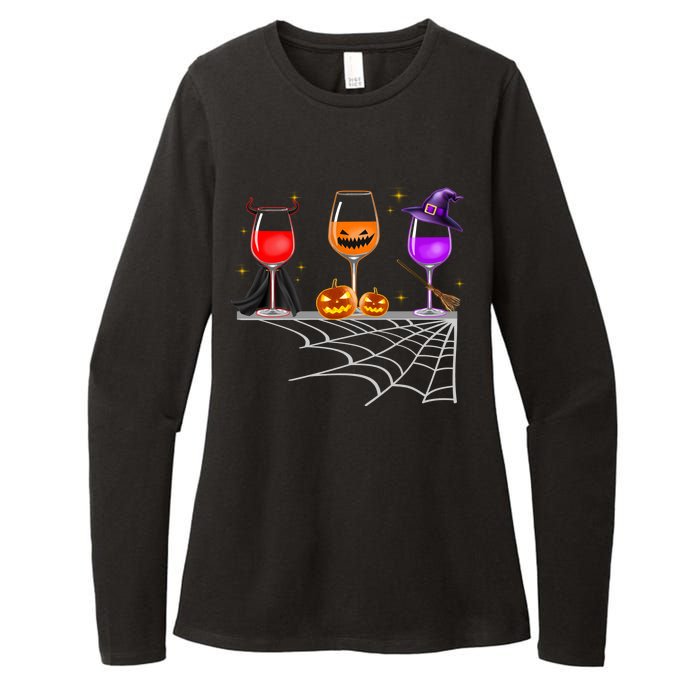 Spooky Wine Glasses Womens CVC Long Sleeve Shirt