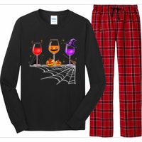 Spooky Wine Glasses Long Sleeve Pajama Set