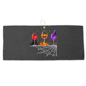 Spooky Wine Glasses Large Microfiber Waffle Golf Towel