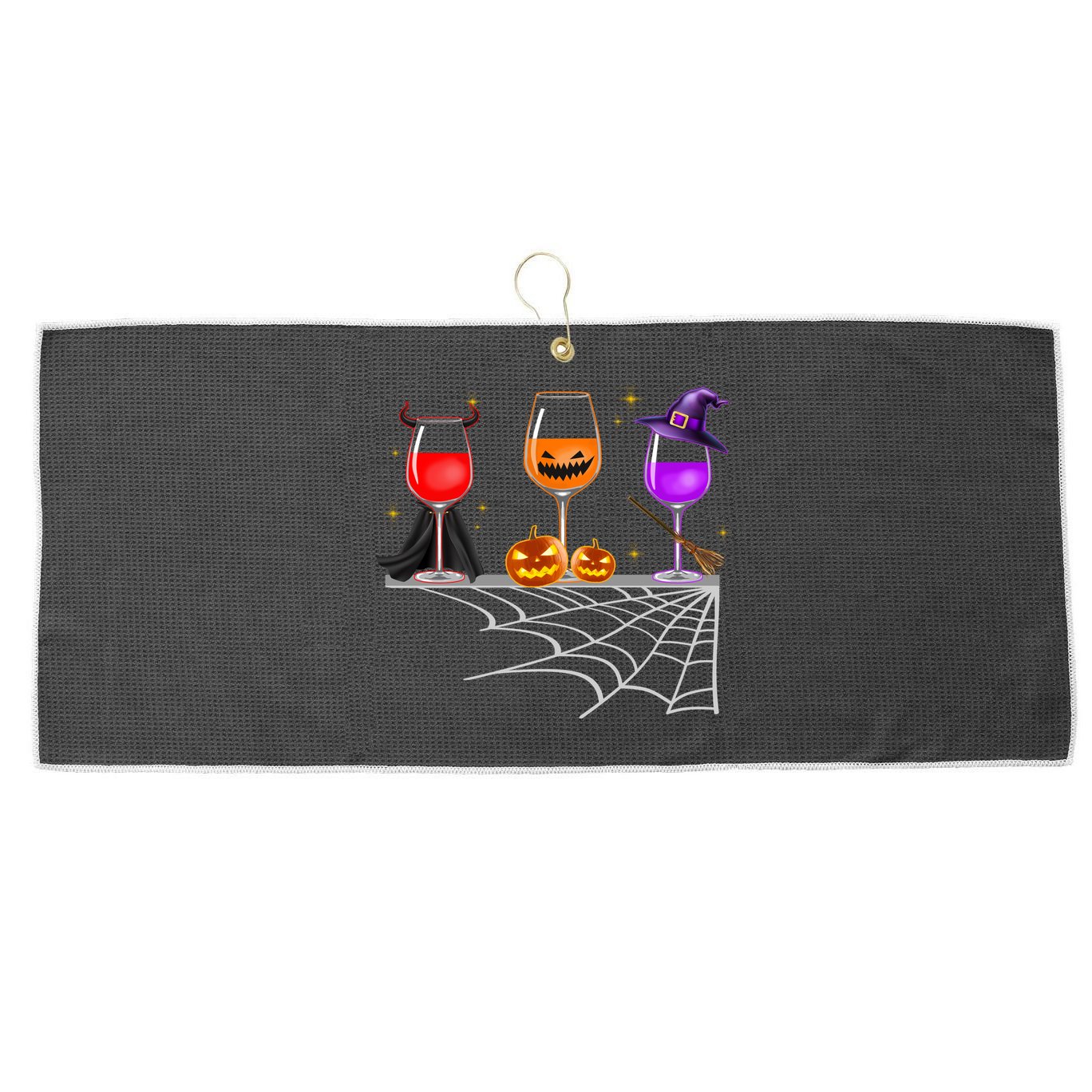 Spooky Wine Glasses Large Microfiber Waffle Golf Towel