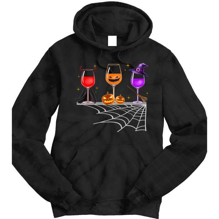 Spooky Wine Glasses Tie Dye Hoodie