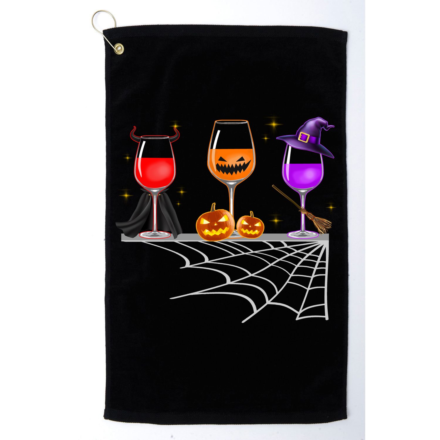 Spooky Wine Glasses Golf Towel