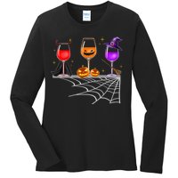 Spooky Wine Glasses Ladies Long Sleeve Shirt