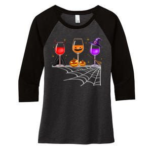 Spooky Wine Glasses Women's Tri-Blend 3/4-Sleeve Raglan Shirt