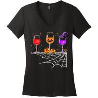 Spooky Wine Glasses Women's V-Neck T-Shirt