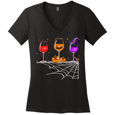 Spooky Wine Glasses Women's V-Neck T-Shirt