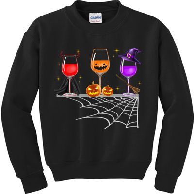 Spooky Wine Glasses Kids Sweatshirt