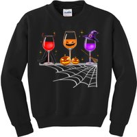 Spooky Wine Glasses Kids Sweatshirt