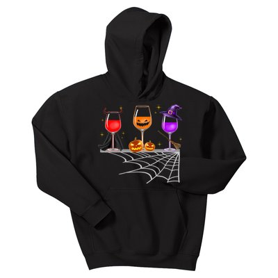 Spooky Wine Glasses Kids Hoodie