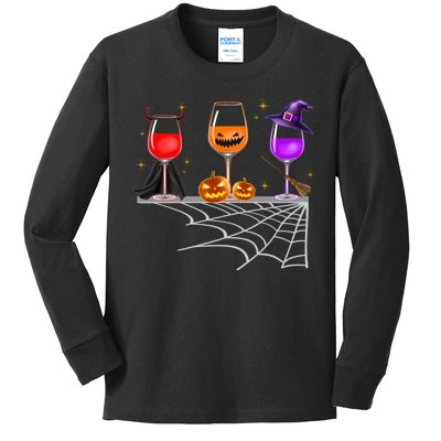 Spooky Wine Glasses Kids Long Sleeve Shirt