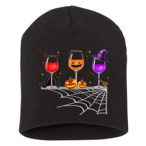 Spooky Wine Glasses Short Acrylic Beanie