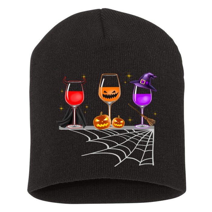 Spooky Wine Glasses Short Acrylic Beanie