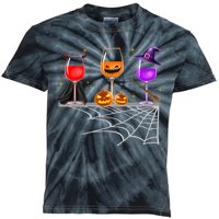 Spooky Wine Glasses Kids Tie-Dye T-Shirt