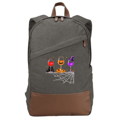 Spooky Wine Glasses Cotton Canvas Backpack