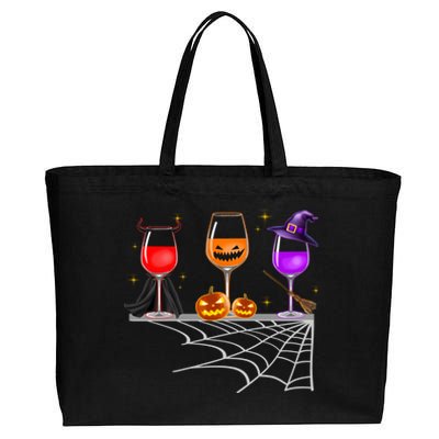 Spooky Wine Glasses Cotton Canvas Jumbo Tote