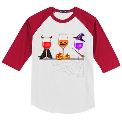 Spooky Wine Glasses Kids Colorblock Raglan Jersey