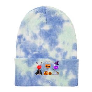 Spooky Wine Glasses Tie Dye 12in Knit Beanie