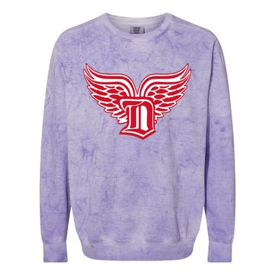 Sporty Detroit Fan Old English D With Wings Colorblast Crewneck Sweatshirt