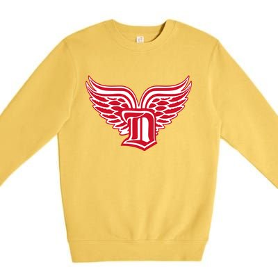 Sporty Detroit Fan Old English D With Wings Premium Crewneck Sweatshirt