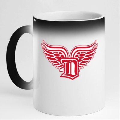 Sporty Detroit Fan Old English D With Wings 11oz Black Color Changing Mug