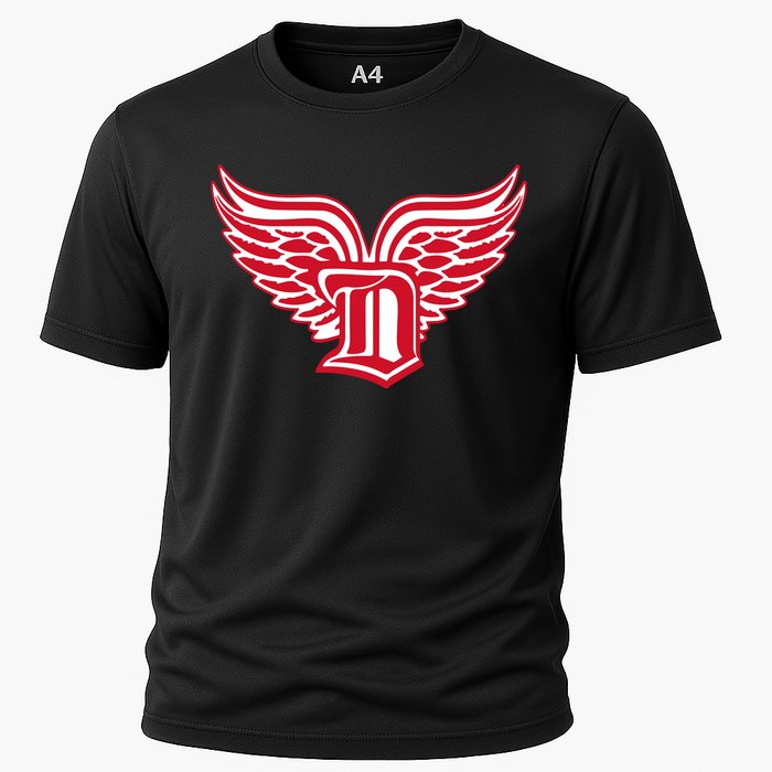 Sporty Detroit Fan Old English D With Wings Cooling Performance Crew T-Shirt