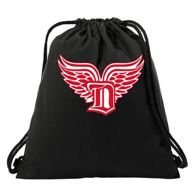 Sporty Detroit Fan Old English D With Wings Drawstring Bag